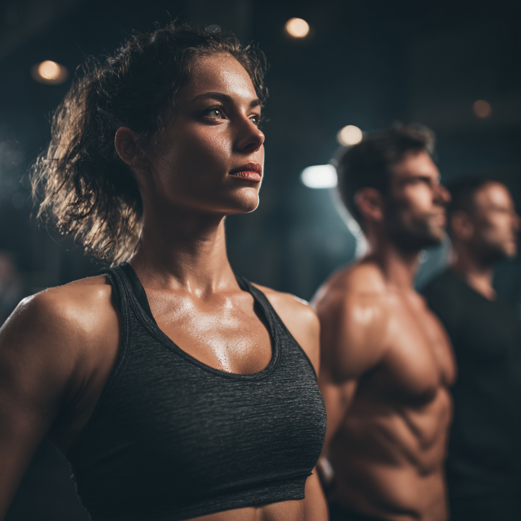 Happy diverse group of Polish adults doing gentle fitness exercises outdoors in a park setting